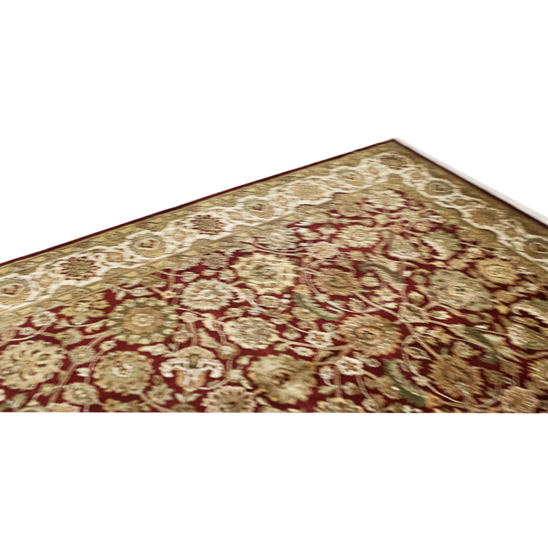 High-Quality Hand-Knotted Wine And Beige Area Rug
