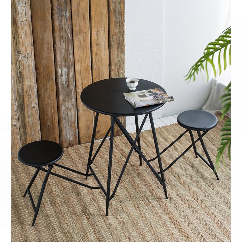 60.83X24x32.3" Black Stowable Side Table And Two Seats