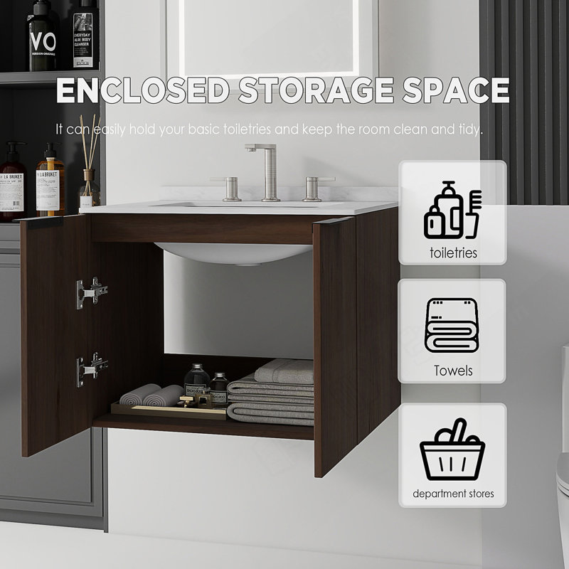 Meuble-lavabo flottant avec portes à fermeture douce