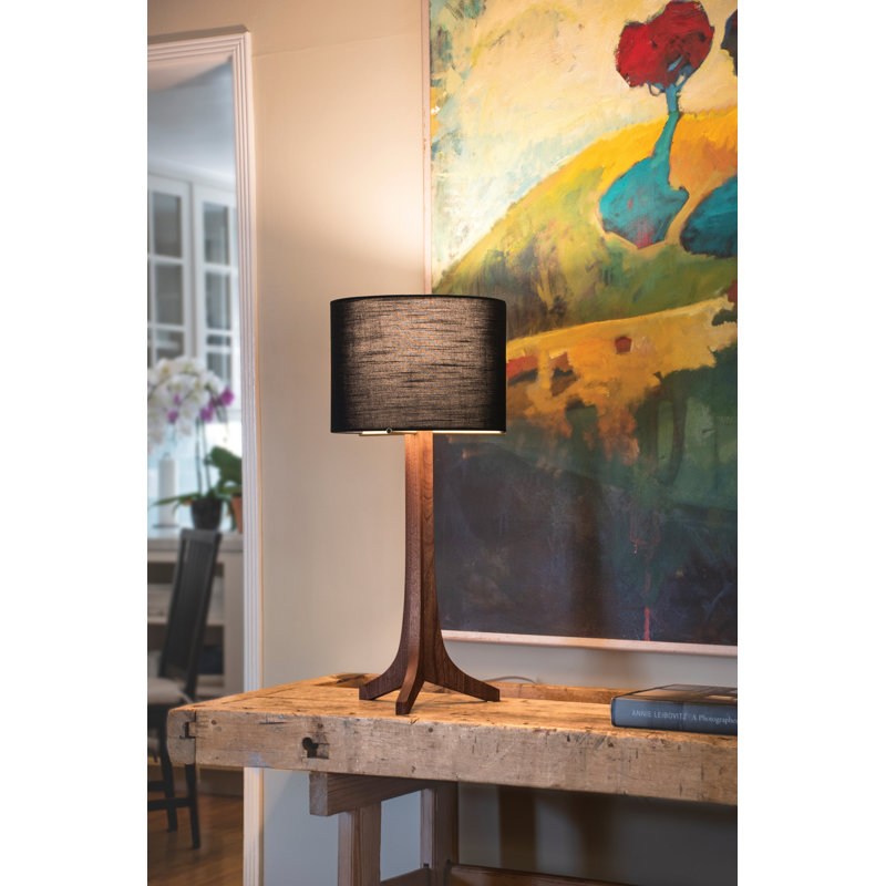 Nauta LED Table Lamp, Dark Stained Walnut, Black Amaretto, Brushed Aluminum