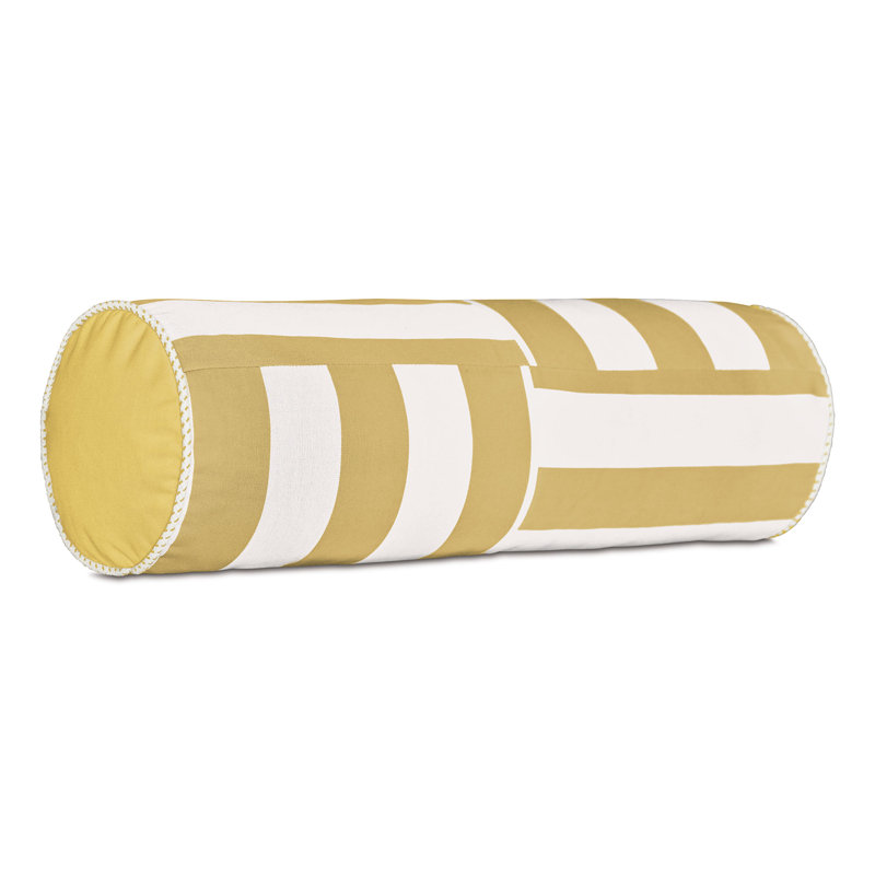 Riptide Neckroll Pillow In Sunshine, White/Yellow