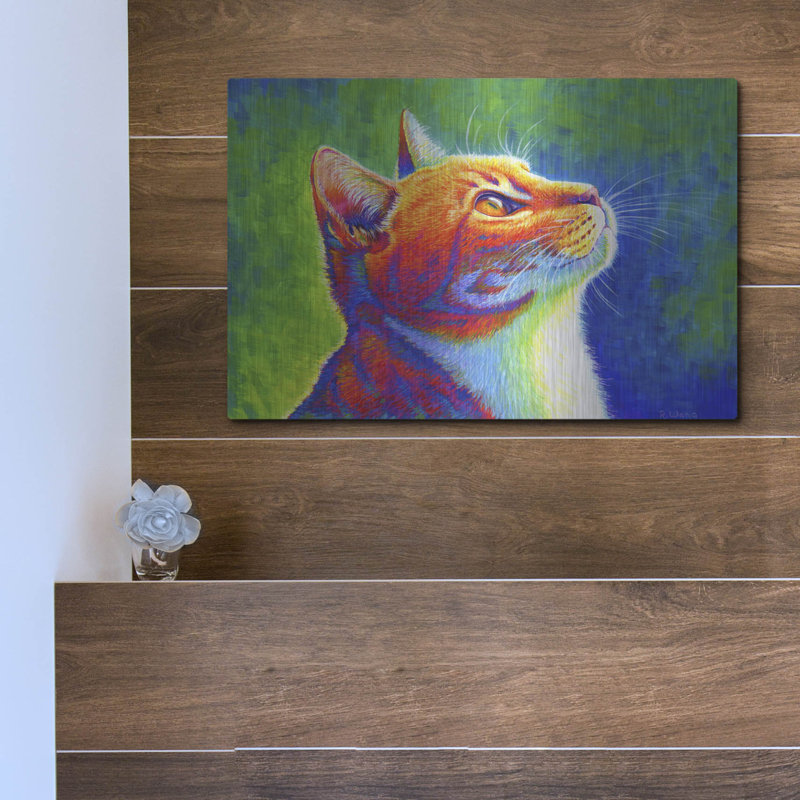 «Rainbow Cat» par Rebecca Wang Art, H 12 po x l 16 po