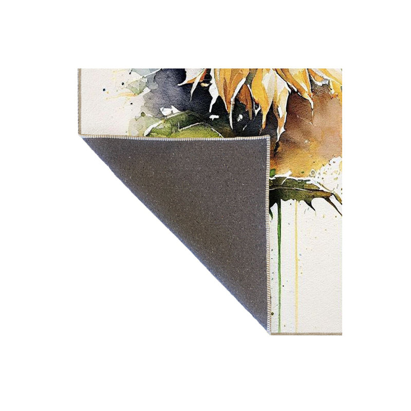 Tapis beige lavable à la machine Creative, Rectangle 4 pi 7 po x 6 pi 7 po