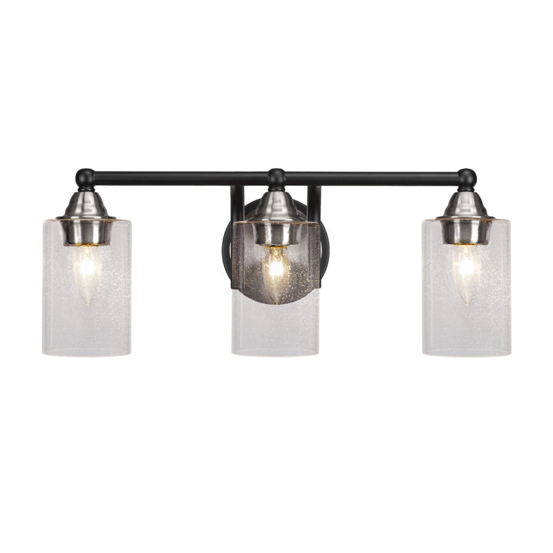 Michell 3-Light Bath Bar, Matte Black/Brushed Nickel, White Marble