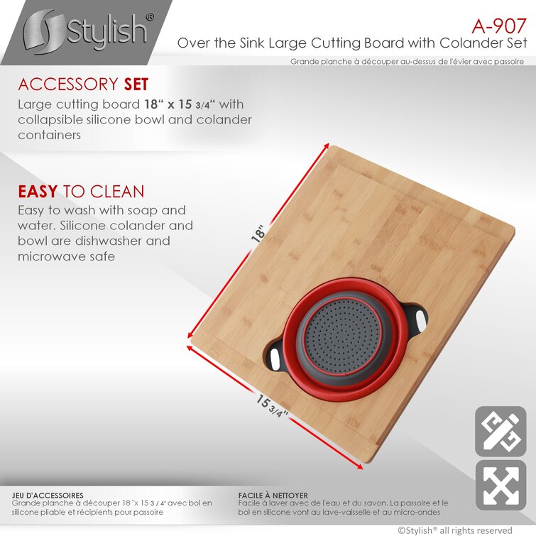 Classic Sink Accessory - 15 Bamboo Cutting Board with Silicone Coland –  Create Good Sinks