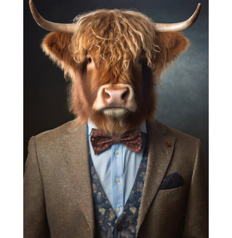 «Highlandcow» sur toile, H 18 po x l 15 po