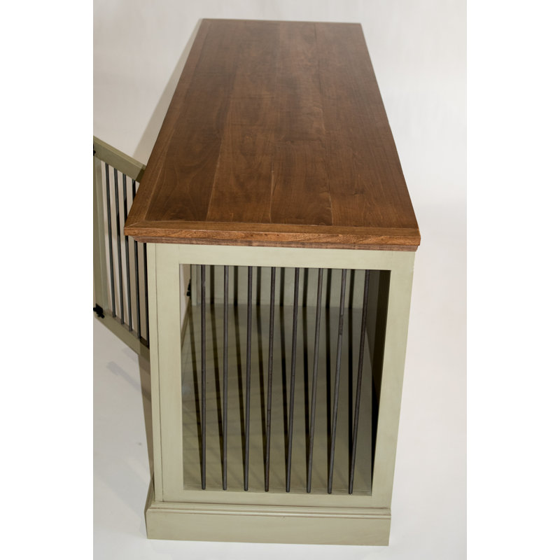 Cage de type crédence pour animal de compagnie Damien, Sauge d'automne, H 35 po x l 76,25 po x P 25 po, Doré havane
