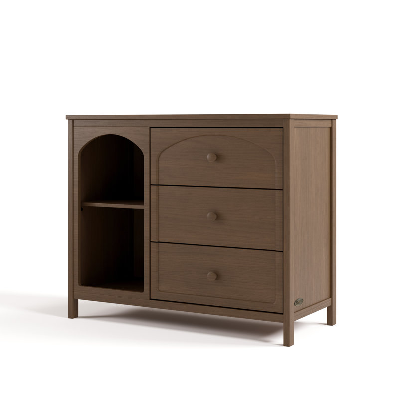 Commode combinée 3 tiroirs Olivia, Noisette