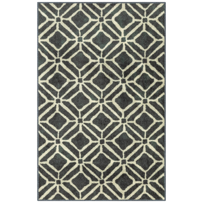 Modena Geo Washable Blue Accent Rug, Runner 2' x 6'