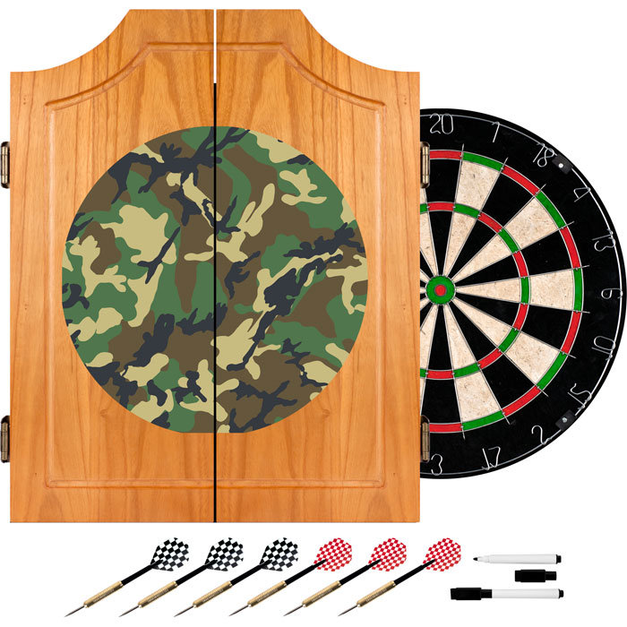 Cabinet de jeu de fléchettes en bois hunt camo