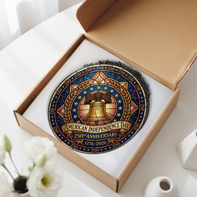 Panneau de fenêtre en verre pour décoration intérieure American Independance USA 250th Anniversary - H 12 po