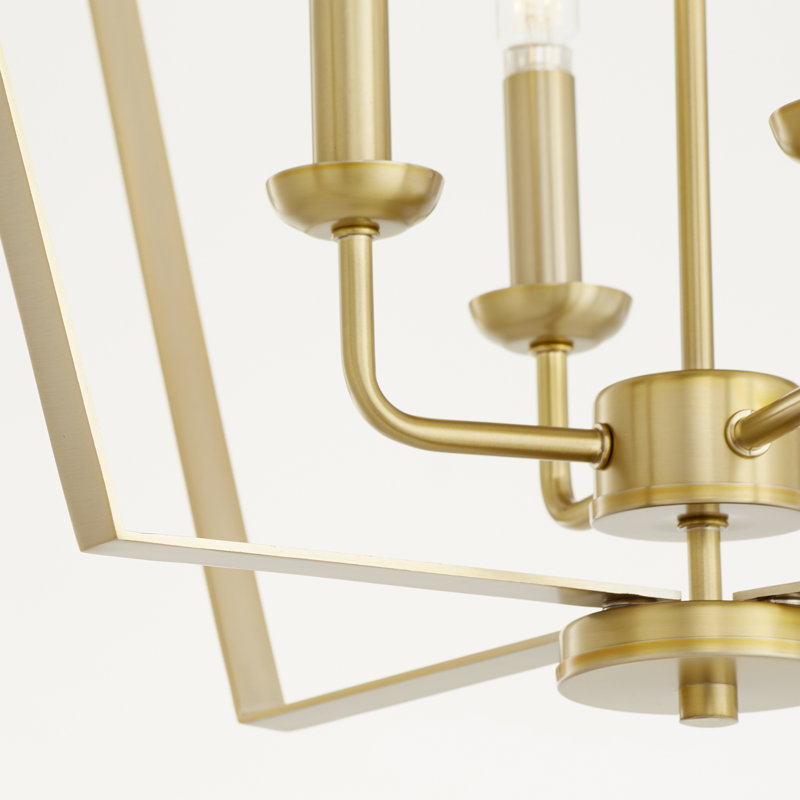 Tetrault 4 - Light Dimmable Lantern Chandelier, Aged Brass