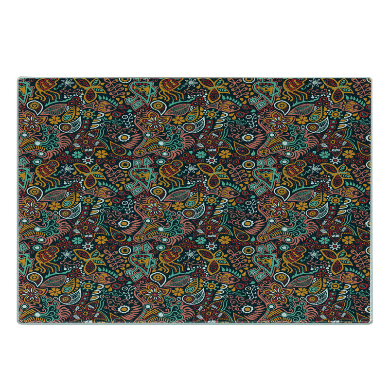 Multicolore planche à découper en verre trempé à motif floral Ambesonne