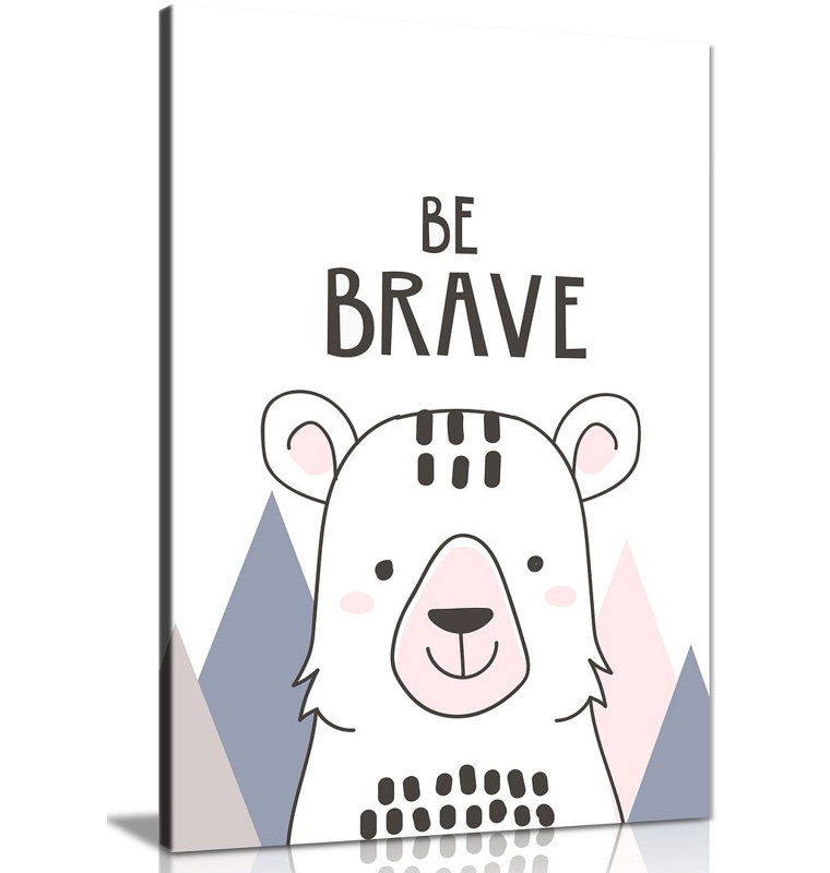 Pastel Bear Be Brave - Wrapped Canvas Print, 91cm H x 61cm W