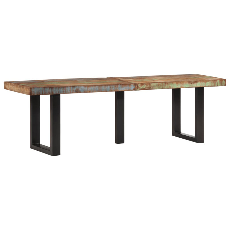 Banc vidaXL et bois massif récupéré, Multicolore / noir