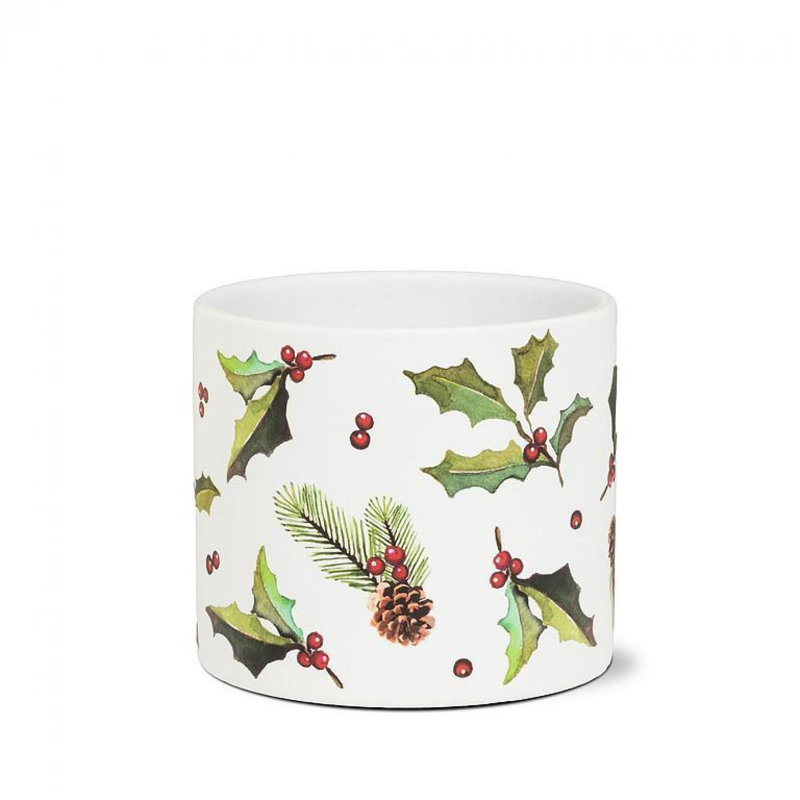 Pot à fleurs Holly, Pinecones & Berries, H 4 po x l 4,50 po x P 4,50 po