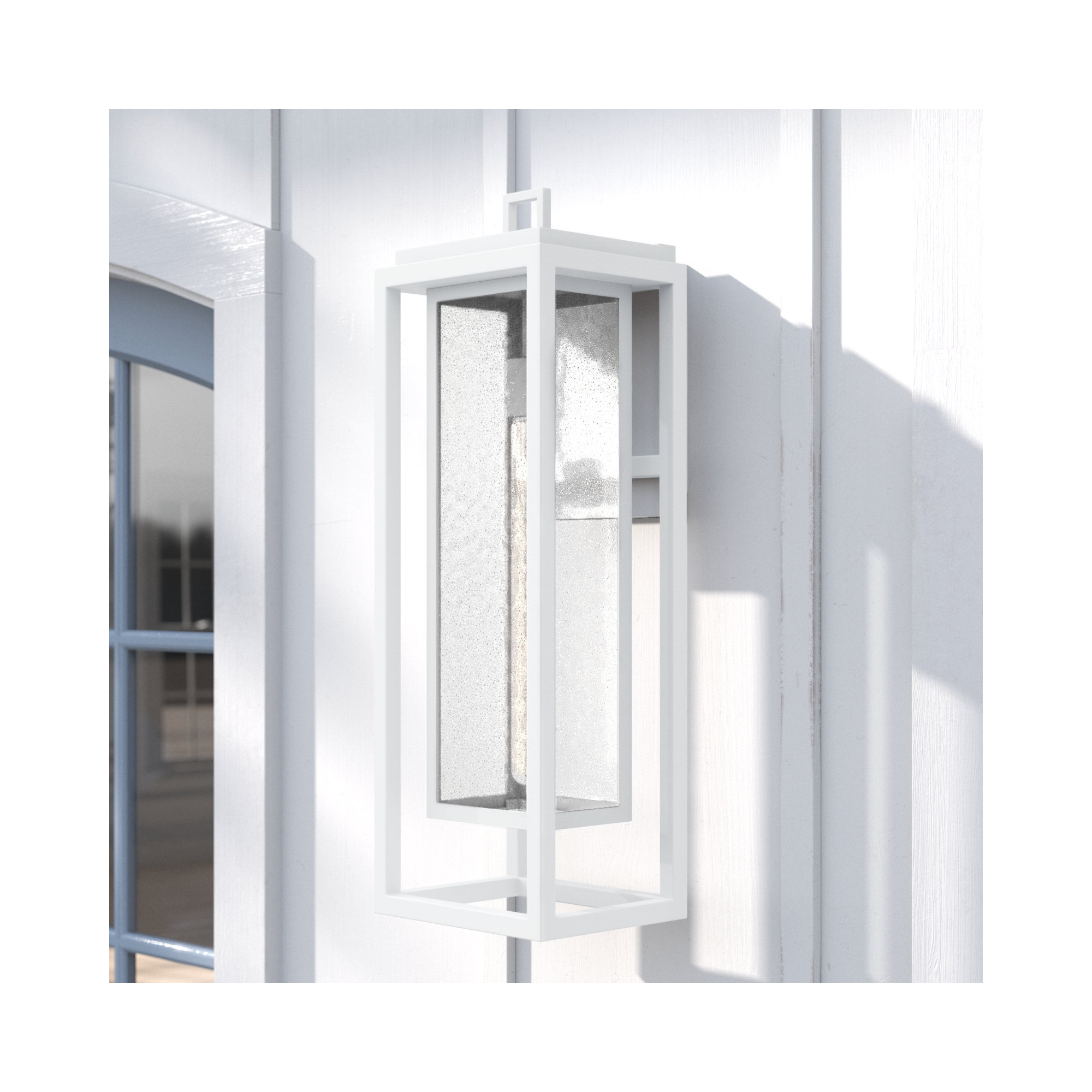 Single Light Outdoor Wall Light, 27" H x 9" W x 8.5" D, Textured White