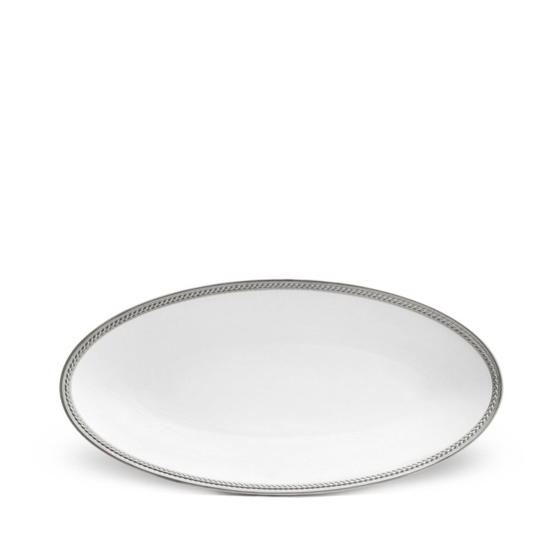 Soie Tressee Platter, White/Platinum