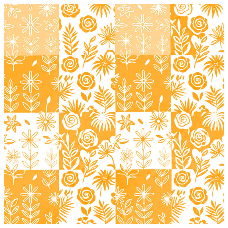 Orange Floral Pattern Wall Tapestry - Flowers Wall Decor, 50in H x60in W with 4 Grommets