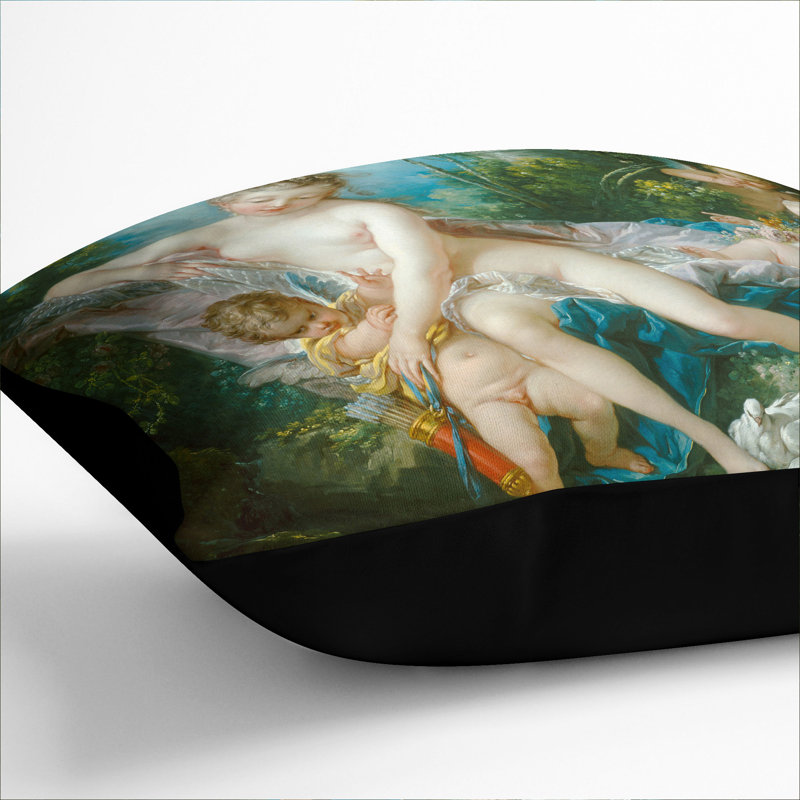 The Bath of Venus Consoling Love Scatter Cushion, 40cm H x 40cm W x 15cm D, Black