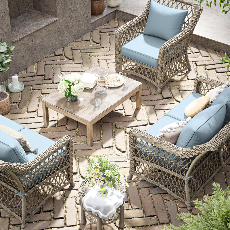 Outdoor Deep Seating Cushion Set Indoor And Outdoor Seat / Back Cushion, Available In 4 Sizes, Sky Blue, 19" H x 19" W