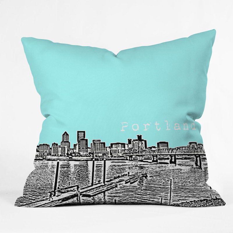 Coussin Bird Ave Portland, 16 po x 16 po, Glace