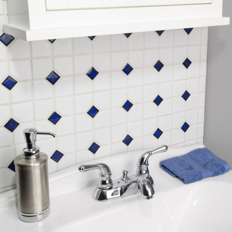 Oxford 11" x 11" Porcelain Honeycomb Mosaic Wall & Floor Tile, Blue/White