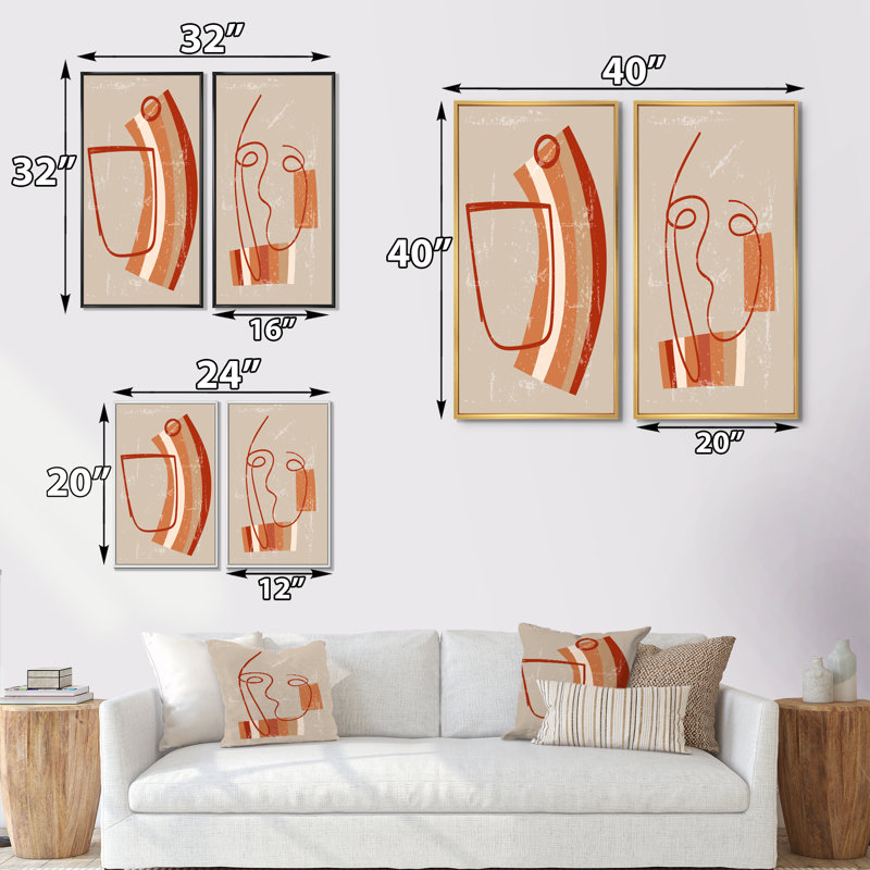 «Vintage Abstract Geometrics in Vintage Colors III», ensemble de 2 reproductions, H 32 po x l 32 po x P 1 po