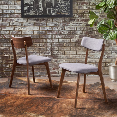 Putnam Upholstered Dining Chairs with Curved Back & Rubberwood Legs 