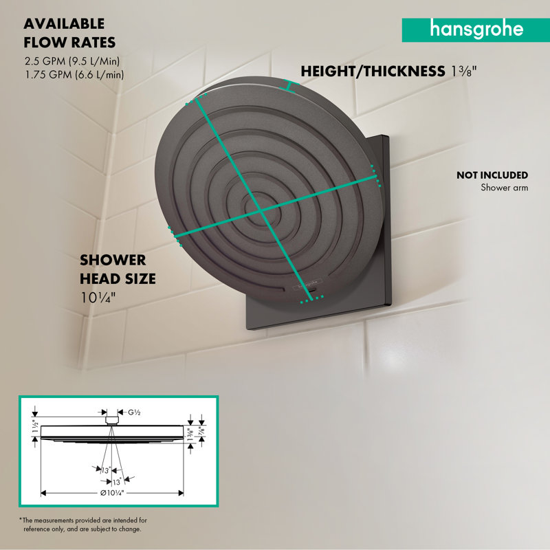 hansgrohe Pulsify S Showerhead 260 1-Jet, Matte Black, 2.5 GPM