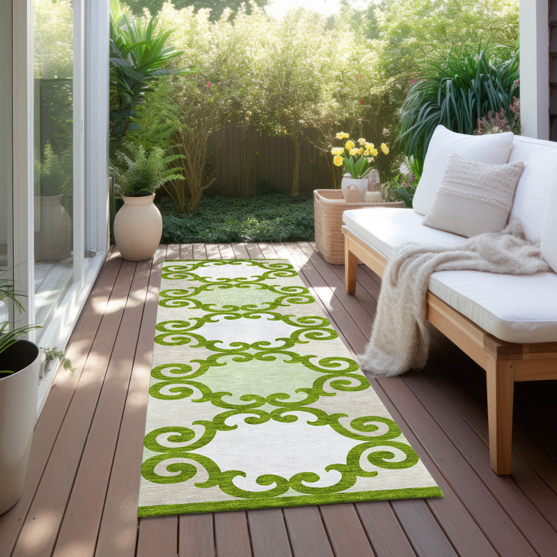 Malek Indoor/Outdoor Area Rug with Non-Slip Backing, Runner 2'3" x 7'6"