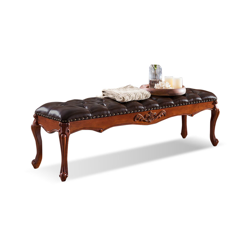 Banc en cuir de style rétro pour chambre à coucher et vestibule, H 18,9 po x l 70,87 po x P 15,75 po