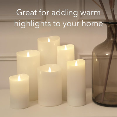 Flameless LED Candles with Remote Control, Flickering 3D Moving Flame Battery Operated Candles in Real Wax Shell for Indoor Use, Home Decor White