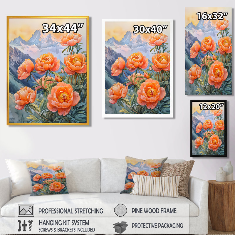 Gorshtein - Floral Canvas Wall Art, Noir, noir, noir, noir, H 20 po x l 12 po, Reproduction encadrée sans passe-partout