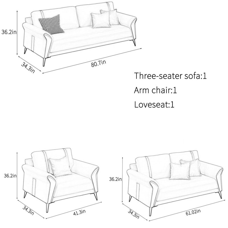 Office simple modern lounge area sofa set