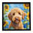Labradoodle in Sunflowers Framed Metal Print