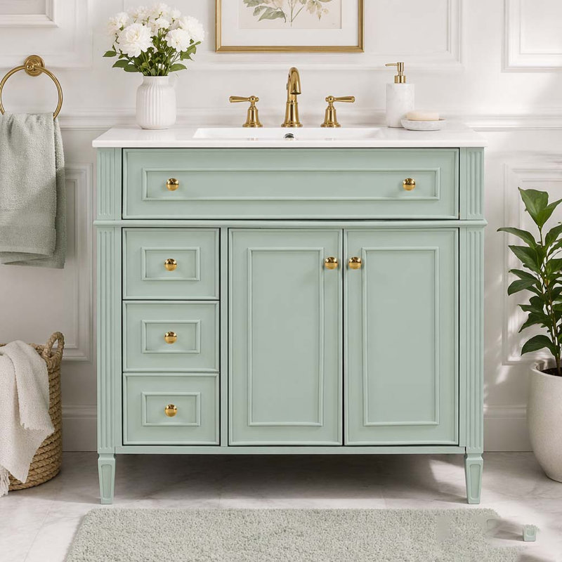 Meuble-lavabo 36 po avec lavabo, Vert