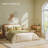 Delaylah Bed Frame, with Rattan-Like Adjustable Upholstered Headboard, Boho Style-1757219791