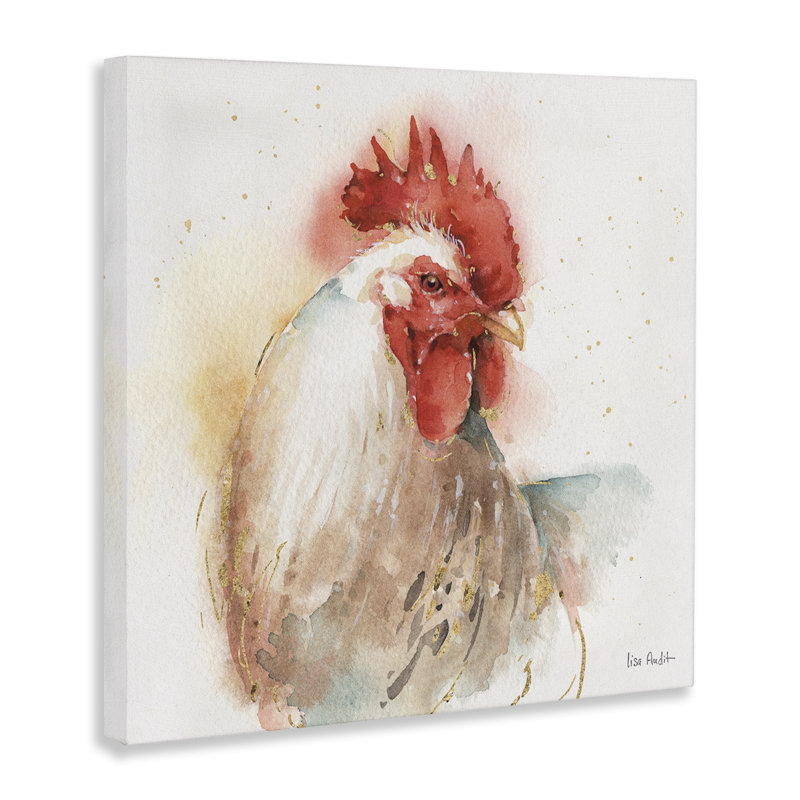 Poule avec aquarelle, art mural par Lisa Audit, H 24 po x l 24 po