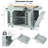 K&K Fluted Kitchen Island with Trash Can Storage Cabinet, Power Outlet, Internal Storage Rack, Rolling Kitchen Islands on 5 Wheels with 3 Drawer, 3 Open Side Racks for 10 Gallon Garbage Bin,Grey Blue-1835942803