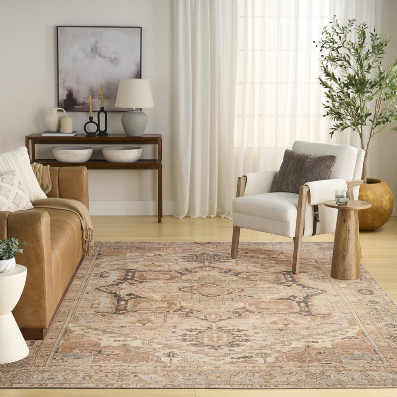 Tapis vintage lavable à la machine Heriberto, Rectangle 9 pi x 12 pi