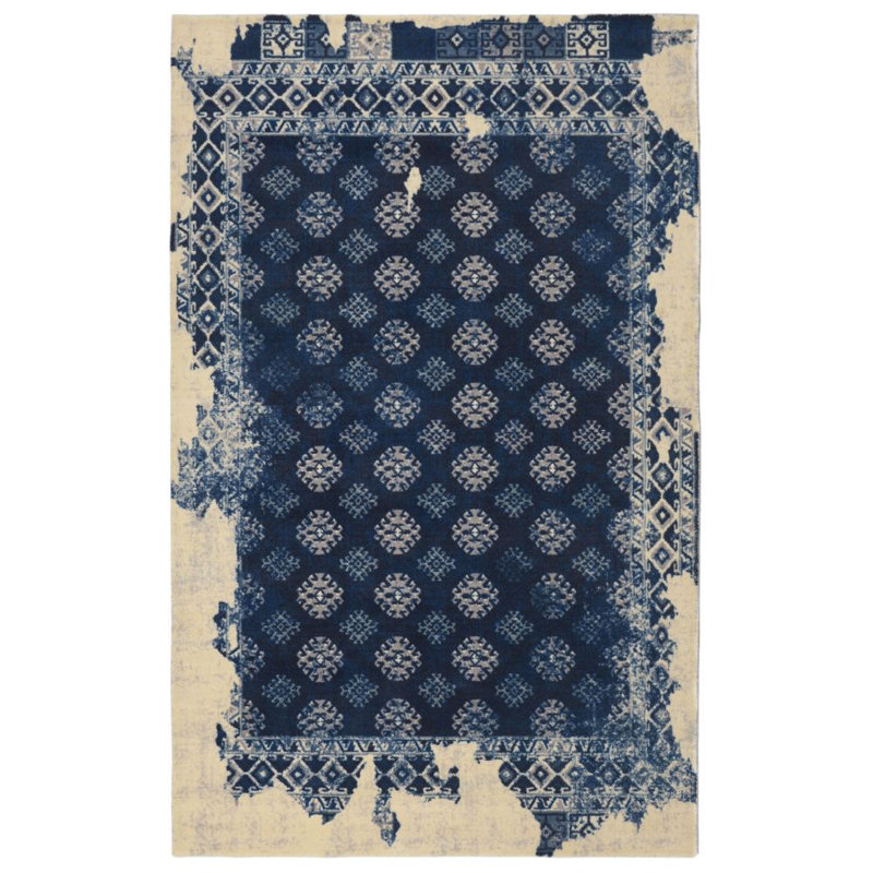Tapis bleu marine / beige Freetown, Rectangle 5 pi 6 po x 8 pi 6 po