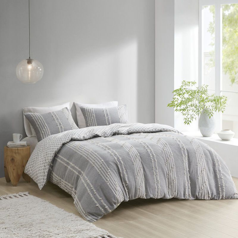 3 Piece Cotton Jacquard Bedding Set, King/Cal King Comforter + 2 King Shams, Blush