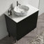 Meuble-lavabo autoportant avec rangement pour grande salle de bain moderne avec lavabo une pièce Carrara sans drain et robinet, KD