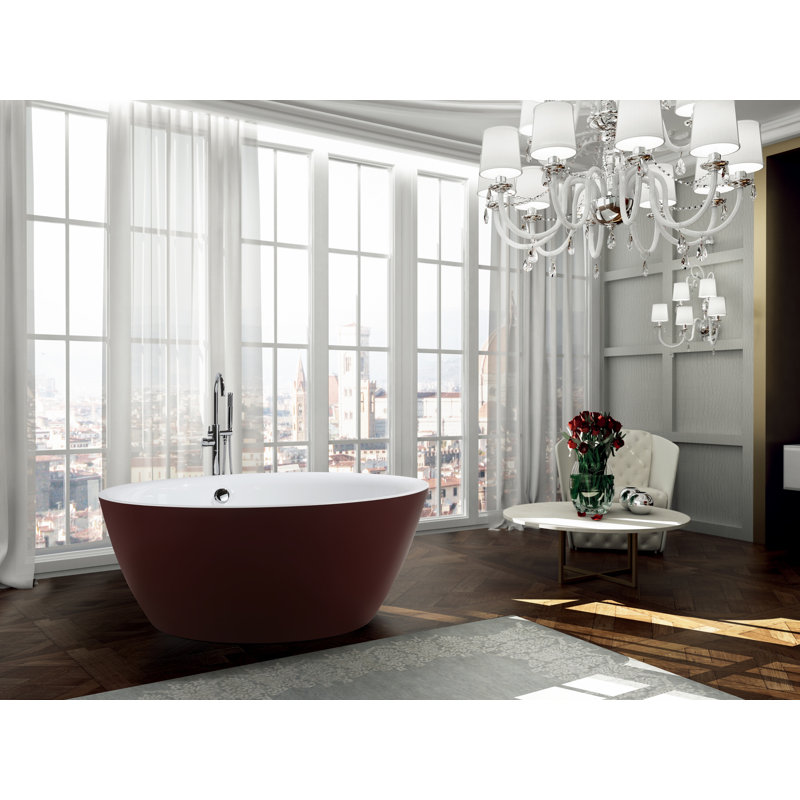 Toulouse 59.1'' x 59.1'' Soaking Acrylic Bathtub, Glossy Red