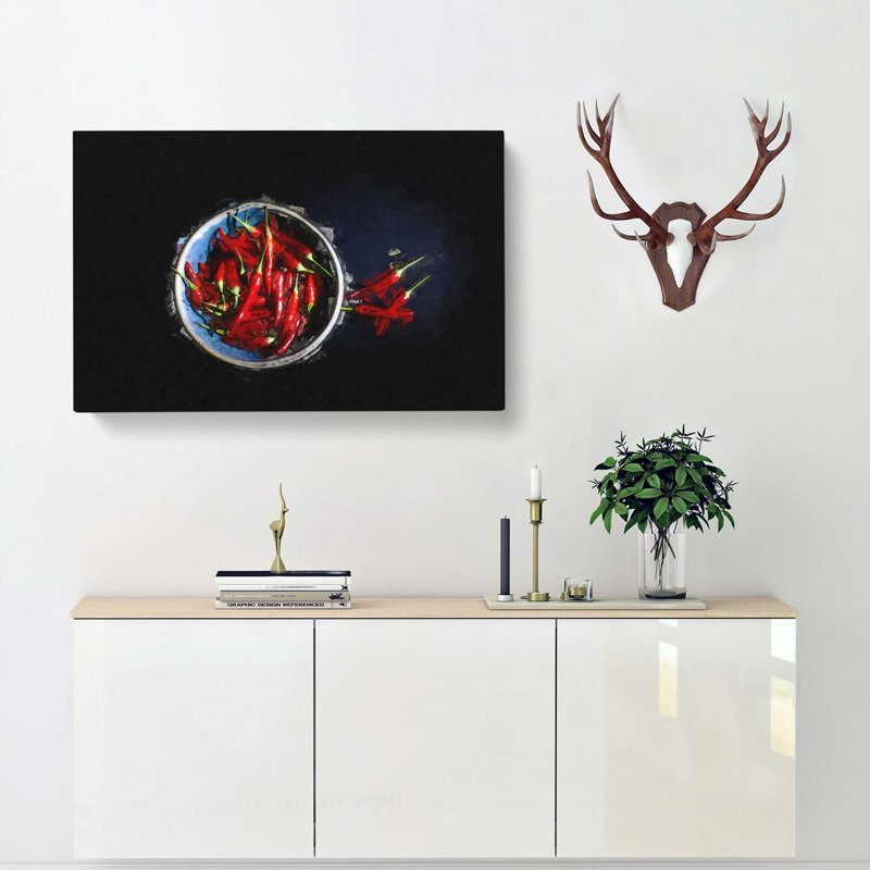 Red Chilli's In A Bowl In Abstract, 24 x 16 Inch