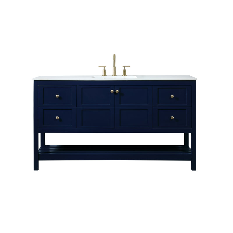 Ensemble de meuble-lavabo simple 60 po Krish, Bleu