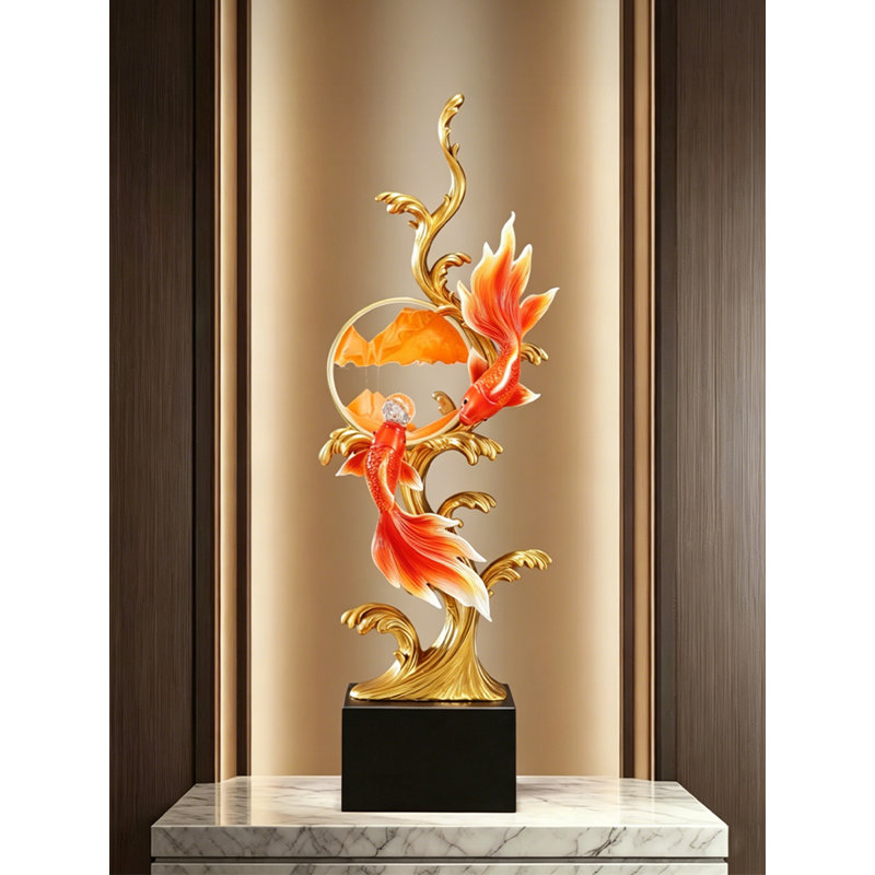Décor luxueux en résine de poisson feng shui koi