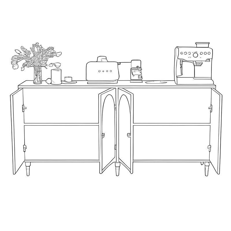 Buffet multifonctionnel et simple à quatre portes, Blanc