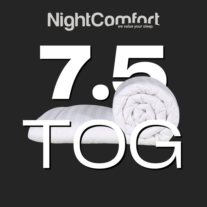 NightComfort Feels Like Down Summer 7.5 Tog Duvet Microfibre Satin Stripe Quilt, Double